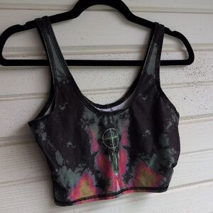 teeki Multicolor Neon Tie-Dye Sports Bra with Black Trim
